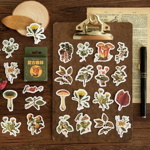 46pcs Retro Forest Series Kawaii Cute Stickers Bullet Journal Lovely Stationery Sticker Aesthetic Planner DIary Scrapbook Sticky