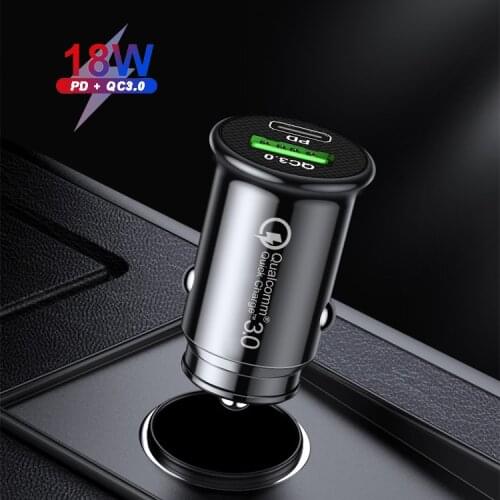 18W PD Fast Car Charger For iPhone 12 Pro Max 11 XS Max QC3.0 Car Quick Charging Adapter For SAMSUNG S10 Plus S20 Xiaomi QC4.0