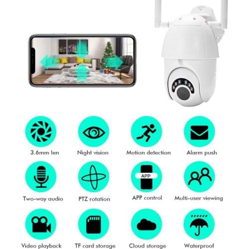 HD 1080P WIFI Wireless IP Camera Cloud Storage Outdoor Security Surveillance Camera PTZ Speed Dome CCTV IP65 60m IR Cut