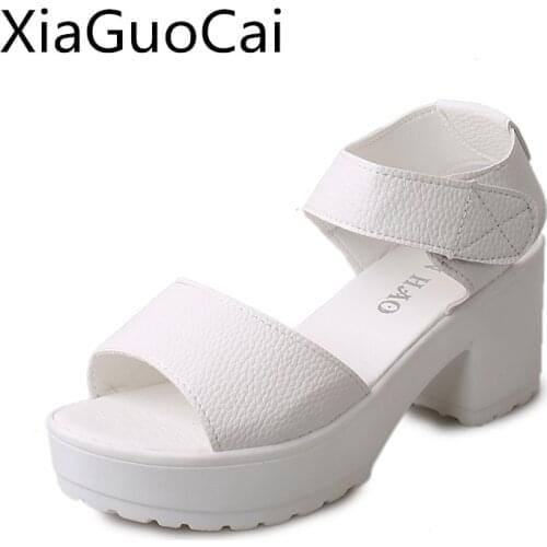 Fashion White Colorful Women Sandals White Cheap Female Platform Sandals High Heels Shoes Summer Beach Sandals X8 35