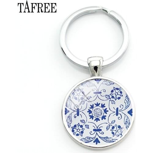 TAFREE Azulejo Portugues Graphic key chain Geometric Portugal keychain Vintage Classic Bag Car Key Jewelry AP23