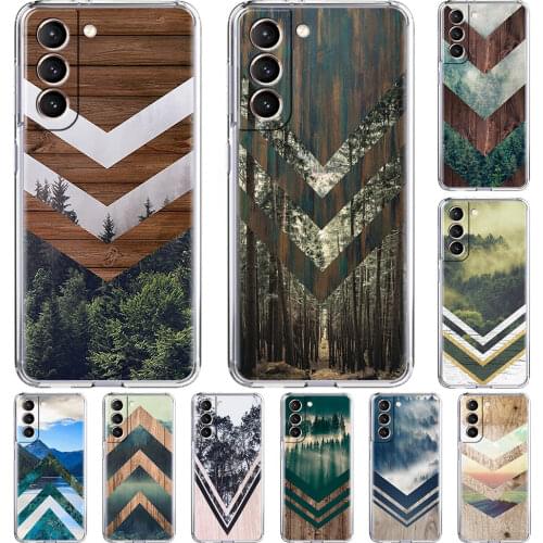 Clear Soft Case For Samsung Galaxy S20 FE S21 Ultra S10 Plus S10e S9 S8 Note 20 10 Lite 9 Phone Cover Funda Forest Wood Nature