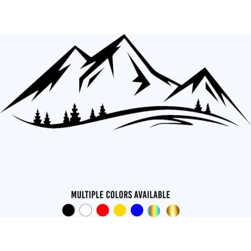 CK20377# Die-Cut Vinyl Decal Mountains Outline Car Sticker Waterproof Auto Decors on Car Body Bumper Rear Window