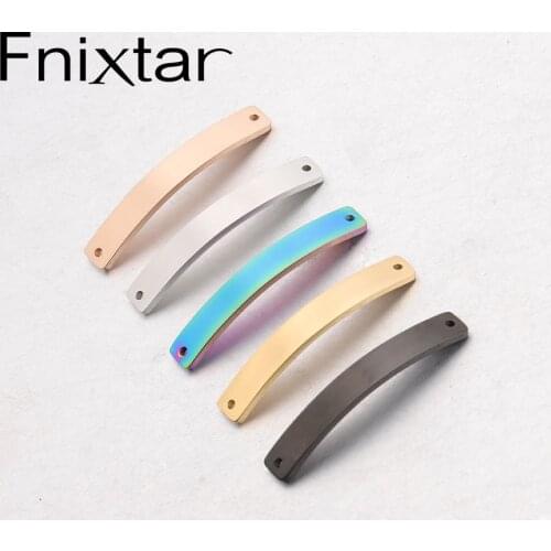 Fnixtar Stainless Steel Bending Long Strip Arc Shaped Connector Blank Charm Pendant DIY Making Bracelet 1.5*6*39mm 20piece/lot