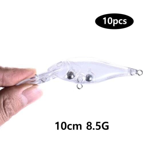HENGJIA 10pcs 10cm 8.5g Lure Bodies Unpainted Blank Crankbait Minnow Lures Hard Plastic Fishing Wobblers