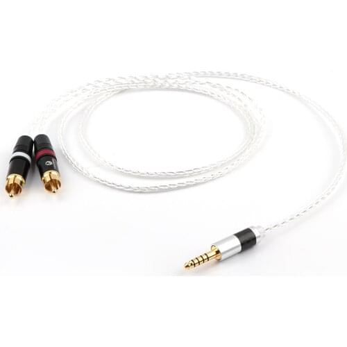 Hifi 2.5mm TRRS/4.4mm Balanced Male 3.5mm Jack to RCA Plug Aux Cable 8x 1.0mm Silver Wire Headphone Amp