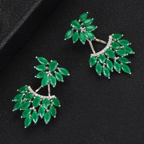 LARRAURI Full Mirco Cubic Zirconia Setting Bridal Wedding Earring Fashion Jewelry Romantic Luxury Flower Leaf Pendant Earring