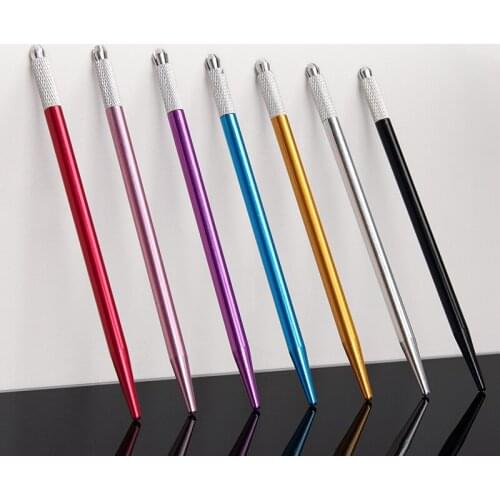 30Pcs Fog Eyebrow Microblading Pen Tattoo Machine for Semi Permanent Makeup Eyebrow Manual Blade For Round Needles Colors -C0