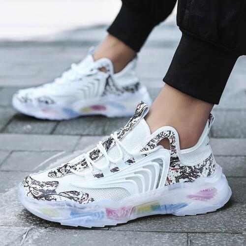 Mens Shoes 2021 New Summer Breathable Flying Woven Sneakers Fashion Personality Old Shoes graffiti trendy shoes