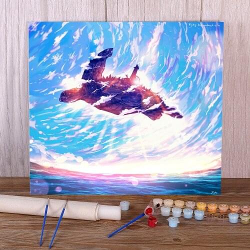 Scenery Flying Village DIY Painting By Numbers Kit Acrylic Paints 40*50 Picture By Numbers Photo Decorative Drawing