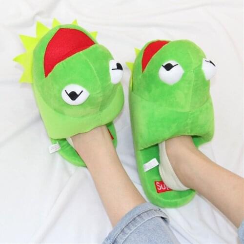 Plush Slippers Home Women Fur Slippers Winter Warm Kigurumis Animal Frog Home Shoes Cartoon Cute House Slipper