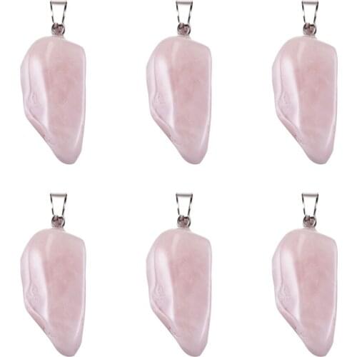 24pcs Natural Stone Nuggets Pendants for necklace jewelry making, with Stainless Steel Snap On Bails,hole: 3x7.5mm