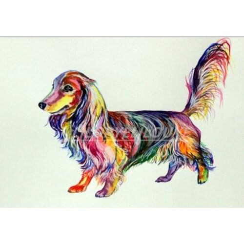 Full Square / Round 5D DIY Diamond Painting"dachshund longhair dog" 3D Embroidery Cross Stitch Mosaic handmade Decor gift FG1363