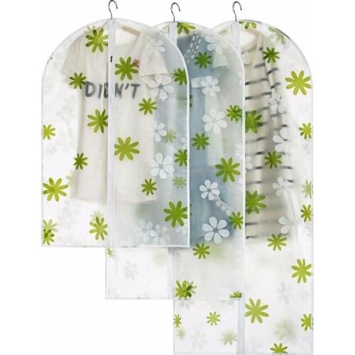 Transparent EVA Printed Dust Cover Clothes Hanging Bags Home Suit Coat Dust Cover Storage Wardrobe Organizer 1pcs/lot FC71