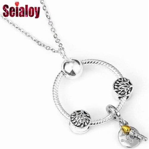 Seialoy Fashion Birthday Candle Pendant Necklace Tree Of Life Charm Silver Color Necklace Men Women Birthday Party Jewelry
