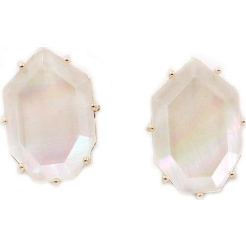 New Natural Abalone Mother Pearl Stone Geometric Big Stud Earrings