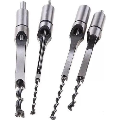 HSS Square Hole Saw Mortise Chisel Wood Drill Bit with Twist Drill