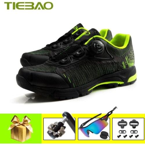 TIEBAO Leisure Cycling Shoes Breathable Self-locking MTB SPD Cleats Pedals Sapatilha Ciclismo Mtb Athletic Bicycle Riding Shoes
