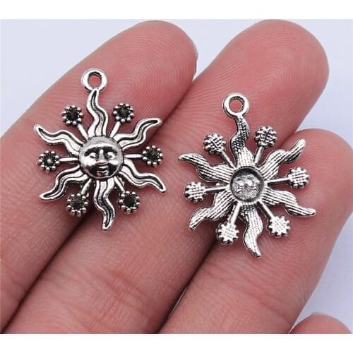 WYSIWYG 10pcs 18x24mm Antique Silver Color Sun Charms Pendant For Jewelry Making DIY Jewelry Findings