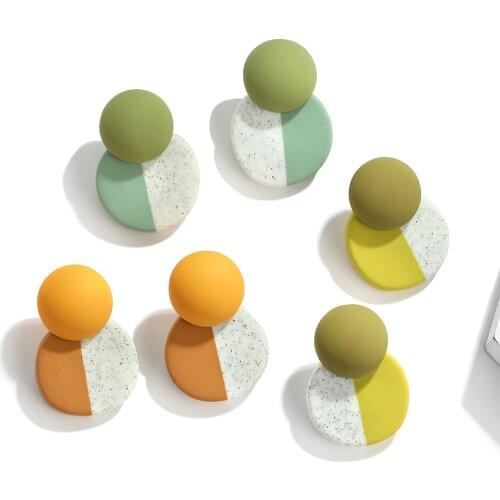 AENSOA Fashion Round Polymer Clay Earrings for Women Girls Unusual Candy Colors Geometric Dangle Drop Earrings Jewelry Gifts