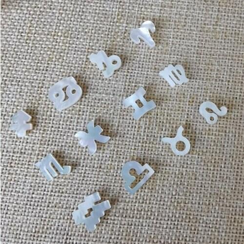 1 Set Free shipping 12 Zodiac & Horoscope Natural Mother of Pearl Shell for DIY Jewelry Zodiac Sign MOP Pearl Shell High Quality