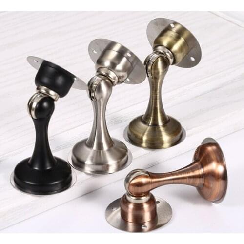 1pc Non-punch Sticker Door Stop Water-proof Stainless Steel Magnetic Door Stopper Furniture Door Hardware