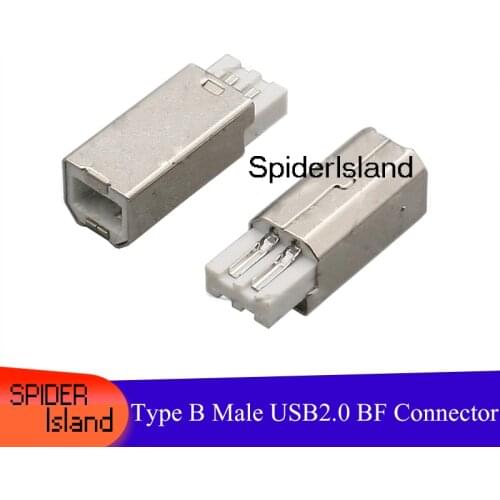 10Pcs USB 2.0 Male Type B Male Shield Welded Wire Type BF Socket For Data Printer Connector 4Pin Male USB Type B for Cable DIY