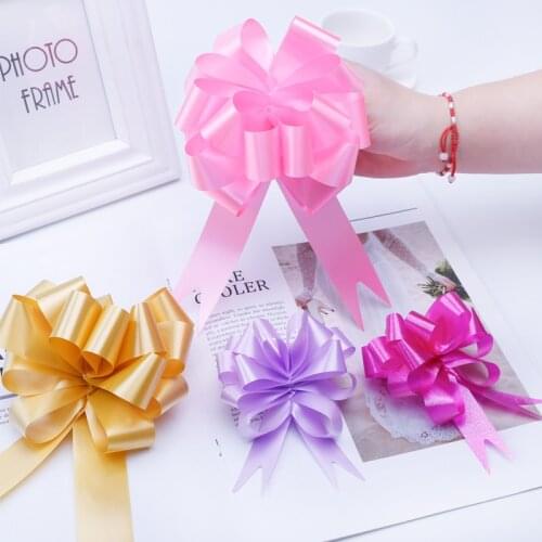100pcs 18mm Width Luster Flower Pull Bows Gift Ribbon For Party Wedding Car Birthday Decoration