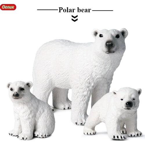 Oenux 3pcs North Pole Animal Polar Bear Action Figures Simulation White Bear Animal Model Figurine Educational Toy Kid Xmas Gift