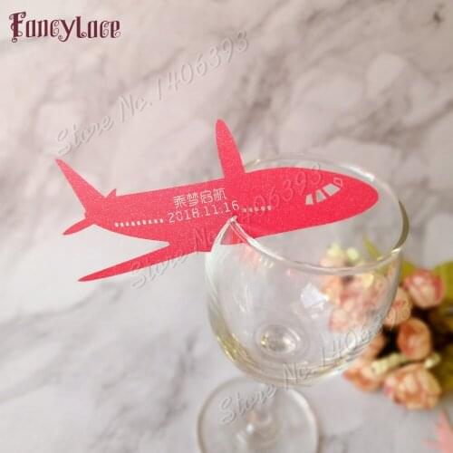 50pcs Laser Cut Air Plane Shape Table Name Card Place Card Wine Cup Paper Cards Wedding Party Decoration Favor Various Colors