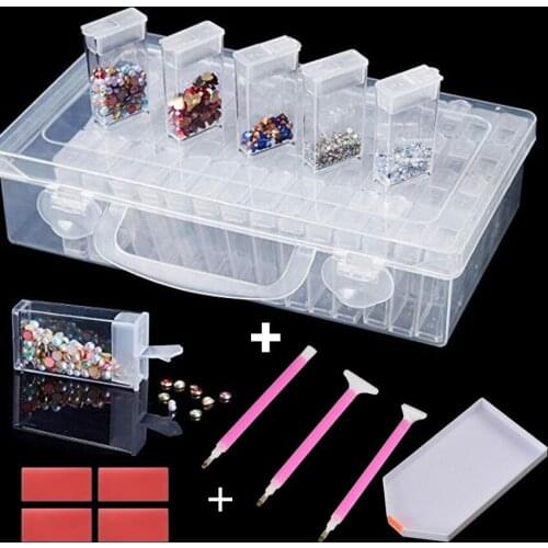 64pcs Diamond Painting Tools pen Accessories box Beads Container Rhinestone Diamond Embroidery Stone Storage Convenience Box