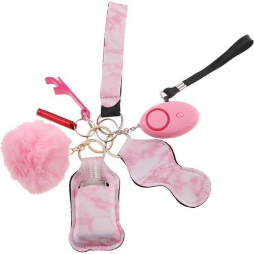 Women Self Defense Alarm Safety Keychain Set Protect Yourself Makeup Lipstick Easy Storage Bag Genshin Impact Gifts 7 Pieces