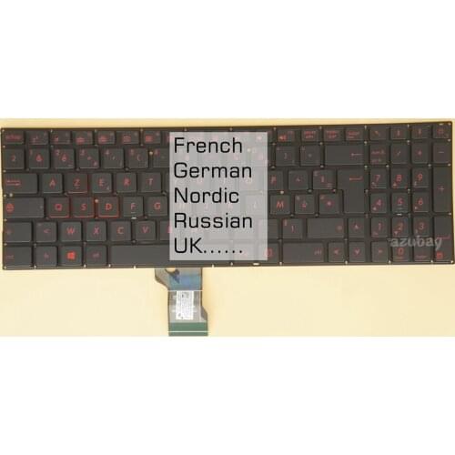 UK French German Nordic Russian Keyboard For Asus ROG G501Vw, Red Backlit