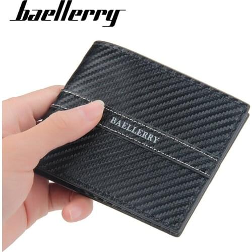 Baellerry Men Wallet Casual Style Money Bag Solid Color Leather Male Short Wallet Famous Walltes Multi-card Soft Purse Coin Bag