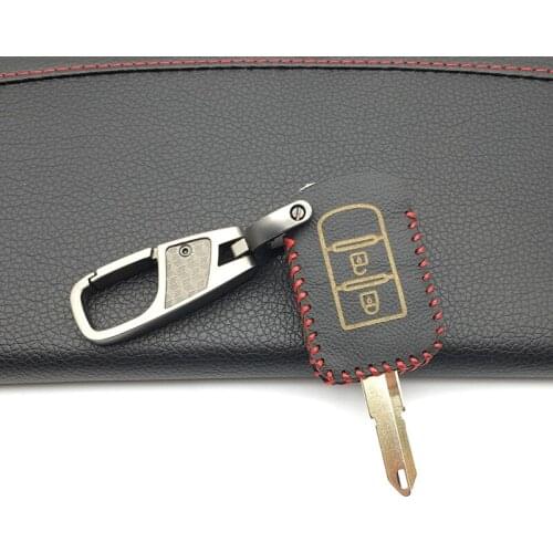 Genuine Leather Case Car Key Cover for Mitsubishi ASX Outlander Lancer EX Galant Pajero 2016 2017 2 Buttons Car Styling