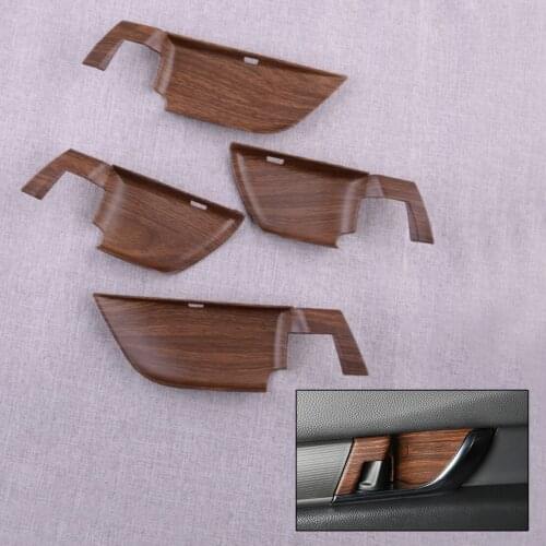 CITALL 4pcs/Set Car Interior Door Pull Handle Bowl Cover Trim Fit for Honda Accord 10th 2018 2019 2020 Brown Peach Wood Grain
