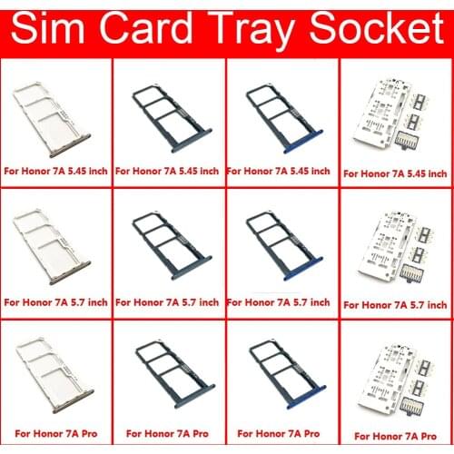 Memory & SIM Card Tray Holder Adapter For Huawei Honor 7A Pro 7APro RU Sim Card Reader Slot Socket Replacement Repair Parts