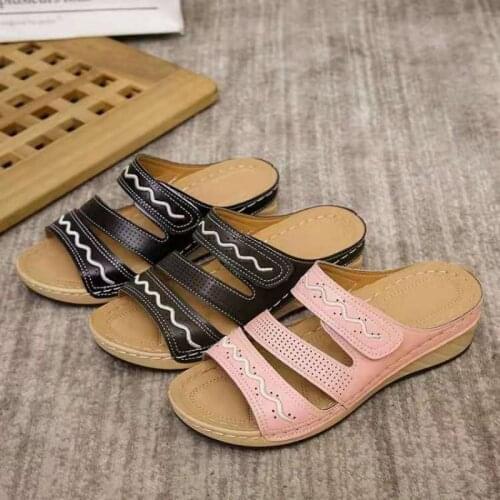 European and American new large-size thick-soled embroidered slippers woman