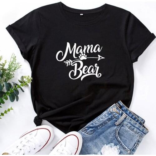 Mama Bear Letter Pattern Fashion Women T-shirts O-neck Cotton Loose Women T Shirt Summer Casual Short Sleeve Camisetas Mujer