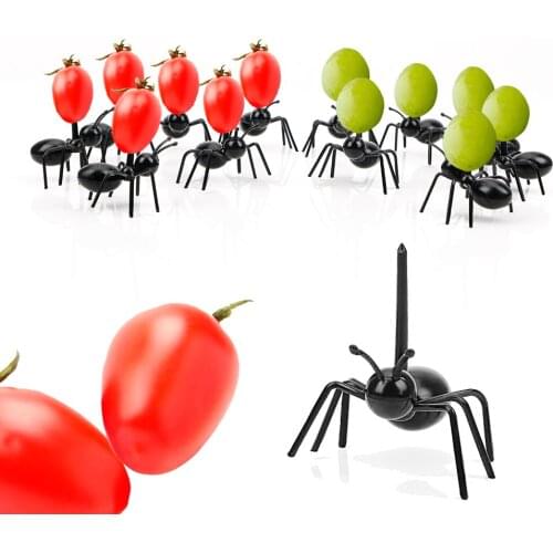 Kawaii Ant Fruit Fork Food Grade ABS Multiple Use Tableware Fruit Fork Snack Cake Dessert Forks 12pcs/set Reusable