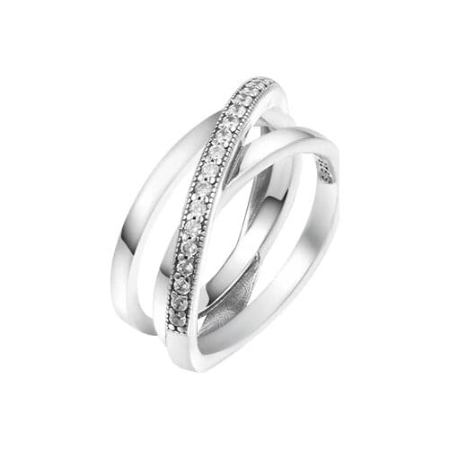 Pavé Triple Band 2021 Friends Free Shipping Wholesale Fashion Crystal 100% Real S925 Sterling Silver Jewelry Rings for Women