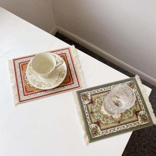 Placemat Fabric Tassel Mouse Pad Desktop Pendulum Decoration Plate Mat Retro Palace Style Dining Table Insulation Coaster