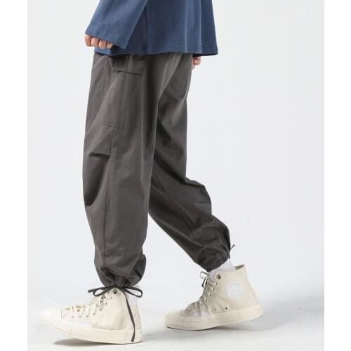 2021 Autumn Men Hip Hop Harem Pants Mens Solid Multi-pocket Cargo Pants Male Joggers Loose Sweatpants