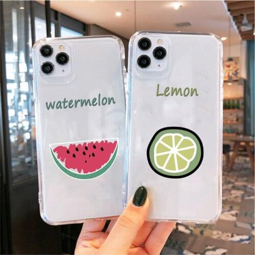 Soft Transparent Phone Case for IPhone XR 6 7 8 Plus X XS Max 11 12 Pro Max 12Mini Strawberry Lemon Orange Cover Coque Fundas