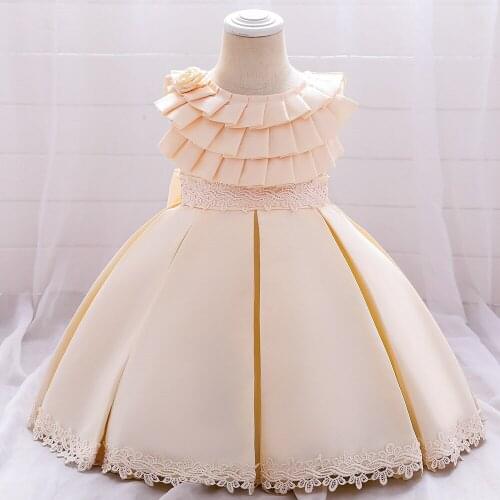 New Flower Girls Dresses For Wedding Beading Backless Girl Birthday Party Evening Dress Tulle Princess Ball Gown