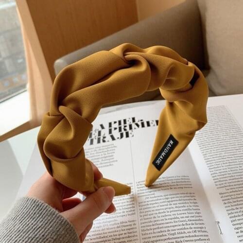 New Handmade Folds Solid Color Headband Wrapping Cloth Hair Hoop for Women Wide Hairbands Elegant Girls Hair Accessories