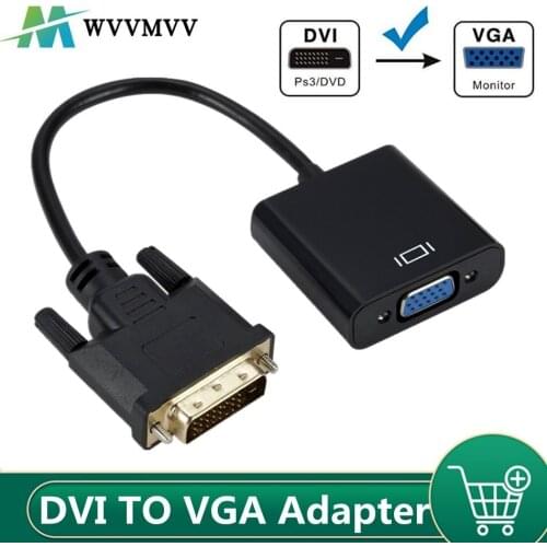 WVVMVV HD 1080P DVI-D to VGA Adapter 24+1 25Pin Male to 15Pin Female Cable Converter for PC Computer HDTV Monitor Display