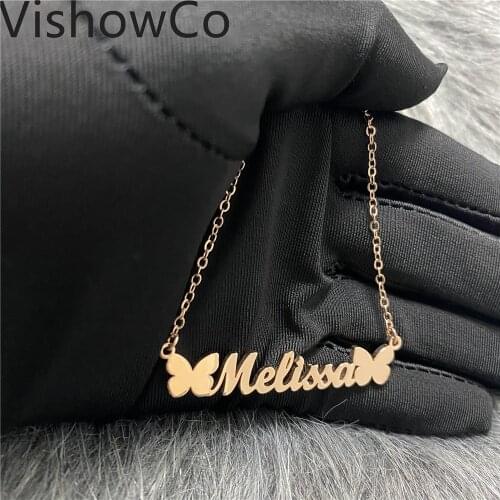 Personalized Iced Name Necklace Stainless Steel Charm Custom Name Jewelry Any Name 33 Font Style To Choose For Girl kids