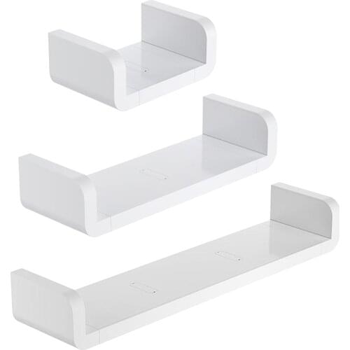 Floating Wall Shelves White U-Shaped for Bathroom Organizer Bathroom Wall Cosmetic Storage Rack Kitchen Shelf Strong Shelf