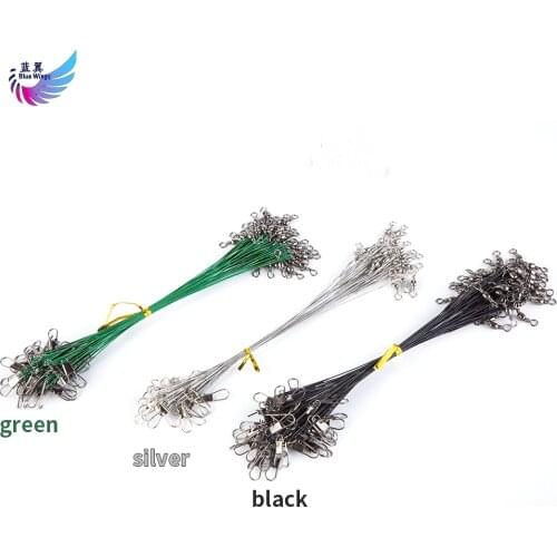 20PCS Anti Bite Steel Fishing Line Steel Wire Leader With Swivel Fishing Accessory Lead Core Leash Fishing Wire 15CM-30CM